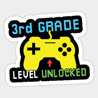 Funny Video Games Lover Back To School 3rd Grade Level Unlocked Sticker